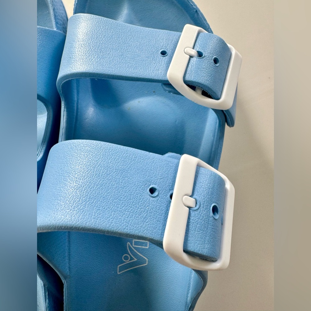 Vikin Baby Blue Sandals with White Buckles - Picture 2 of 5